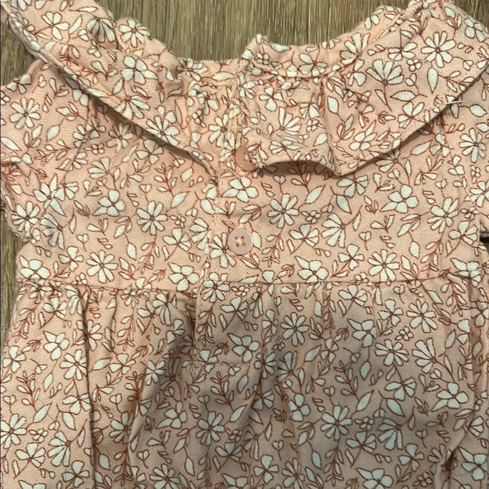 Carter's Pink and White Floral Bodysuit with Ruffled Collar